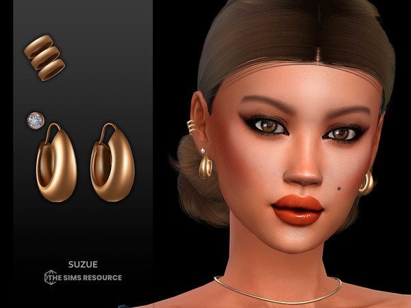 Sims 4 — Vera Hoops Earrings V2 by Suzue — New Mesh (Suzue)