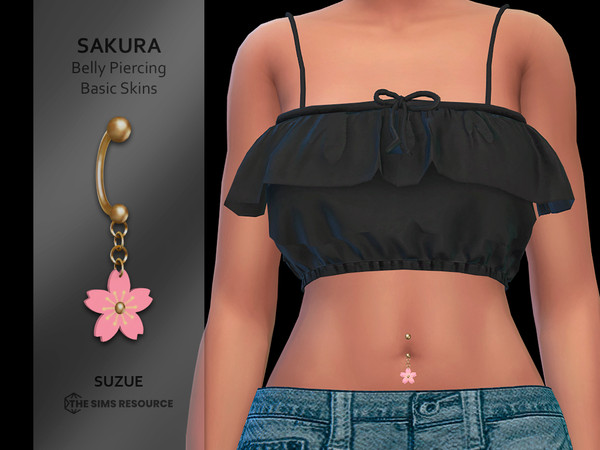 Sims 4 — Sakura Belly Piercing Basic Skins by Suzue — New Mesh (Suzue)