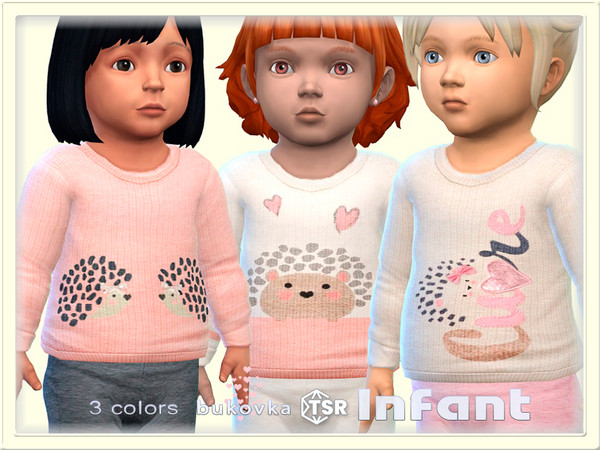 Sims 4 — Hedgehog Sweater by bukovka — A cute sweater for infants, girls only, in 3 color options. Installs
