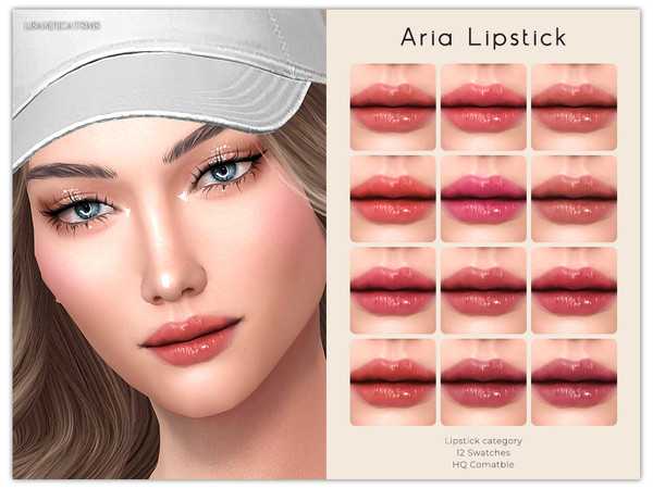 Sims 4 — Aria Lipstick by Lisaminicatsims — -Lipstick category -HQ comatble -12 swatches