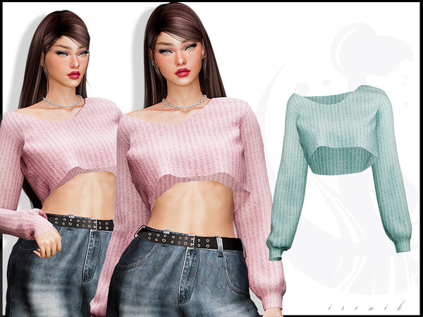 Sims 4 — Wide neckline crop by _ironik_ — -5 Colors