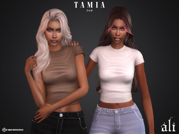Sims 4 — TAMIA top by ali1 — Crop T-Shirt