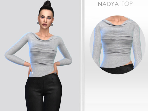 Sims 4 — Nadya Top by Puresim — Grey top for female sims