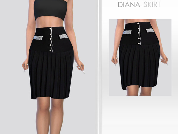 Sims 4 — Diana Skirt by Puresim — Black and white skirt for female sims