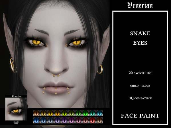 Sims 4 — Snake Eyes by Venerian (Face Paint) Halloween 2025 by Venerian — Humans + all occult 20 swatches No gender or