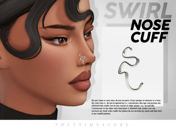 Sims 4 — nose cuff jewellery - swirl by thatsims4core — items have 8 swatches each and a right and a left version, hq