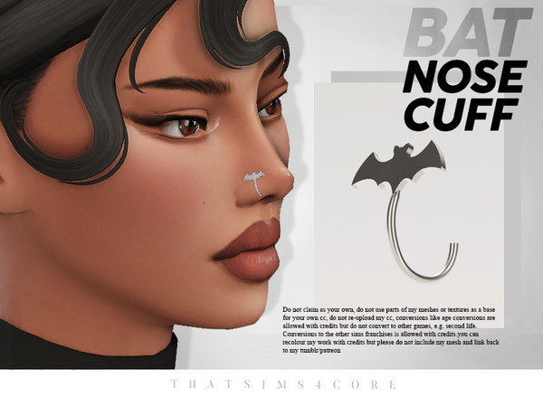Sims 4 — nose cuff jewellery - bat by thatsims4core — items have 8 swatches each and a right and a left version, hq
