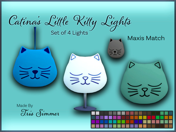 Sims 4 — Catina's Little Kitty Pendant Lamp by TrisSims7 — Adorable set of 4 Kitty lights to brighten up your sims life.