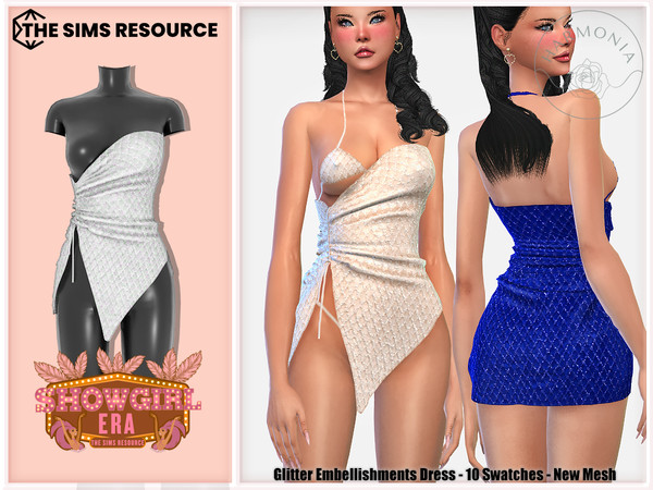 Sims 4 — Showgirl Era - Patreon Glitter Dress by Harmonia — New Mesh