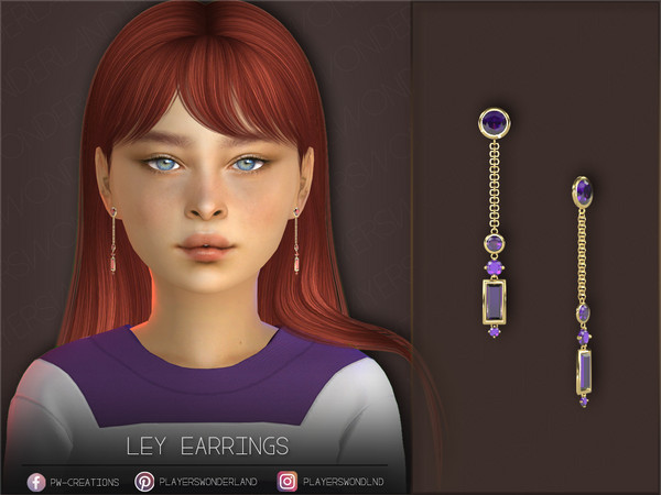 Sims 4 — Ley Earrings Kids by PlayersWonderland — Kids version only. - 15 Swatches