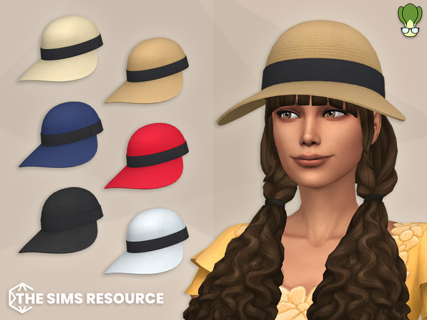 Sims 4 — Straw Sun Cap by kapakijo — Wide brim straw sun cap available in 6 colors.