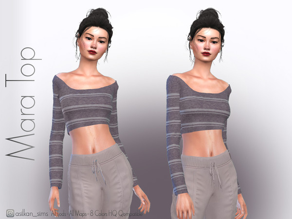 Sims 4 — Mara Top - ACN 684 by Asilkan — - 8 Colors