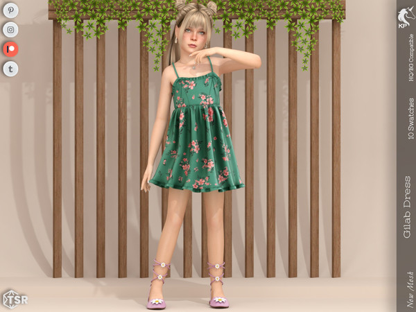 Sims 4 — Gilab Dress- Child by KaTPurpura — Short dress with ruffles and bow-shaped straps