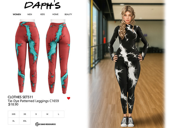 Sims 4 — Clothes SET511 - Tie-Dye Patterned Leggings C1659 by Daph's — 8 Swatches