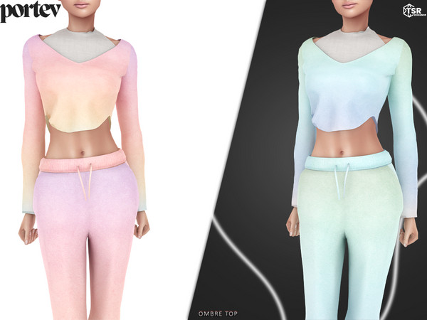 Sims 4 — Ombre Top by portev — new Mesh 5 colors