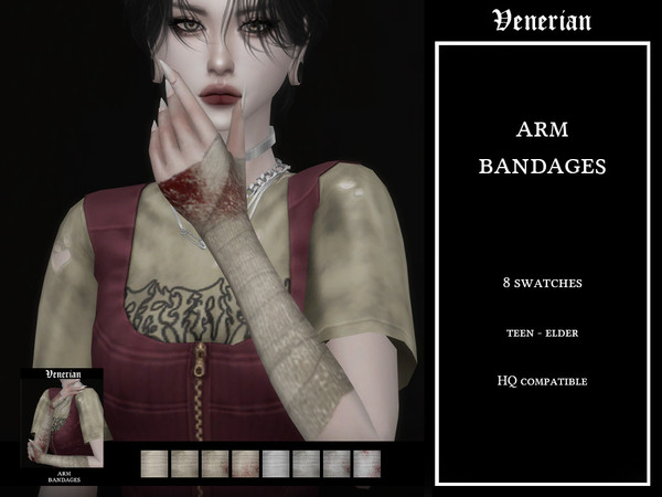 Sims 4 — Arm Bandages by Venerian, Halloween 2025 by Venerian — Teen to elder 8 swatches No gender or frame restrictions