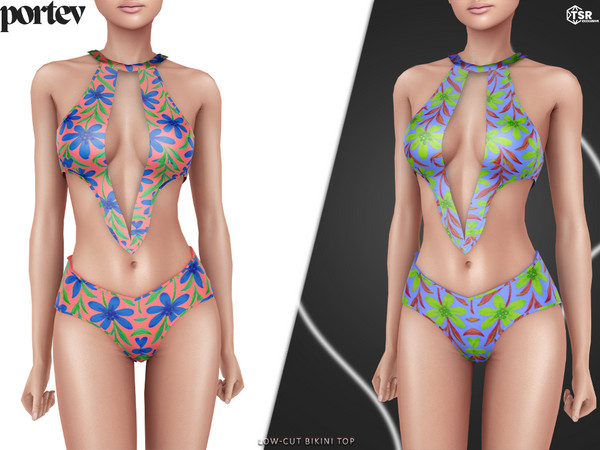 Sims 4 — Low-cut Bikini Top by portev — new Mesh 6 colors