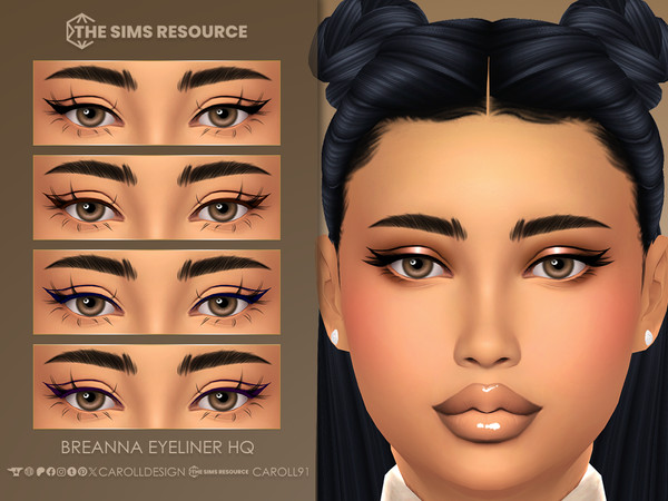 Sims 4 — Breanna Eyeliner HQ by Caroll912 — A 4-swatch Maxis Mix eyeliner in different shades of black, brown, blue and