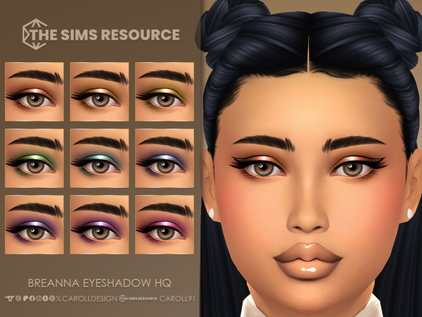 Sims 4 — Breanna Eyeshadow HQ by Caroll912 — A 9-swatch Maxis Match matte spotlight eyeshadow in the shades of muted