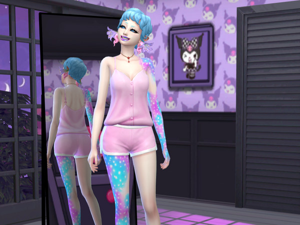 Sims 4 — Messy PJs Top.package by PastelHeartKittens — a cute small 2 swatches pastel sleep wear