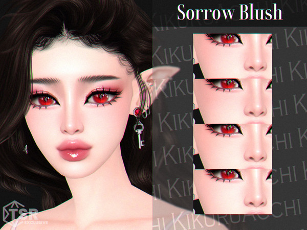Sims 4 — Sorrow Blush by Kikuruacchi — - It is suitable for Female and Male. ( Teen to Elder ) - 4 swatches - HQ