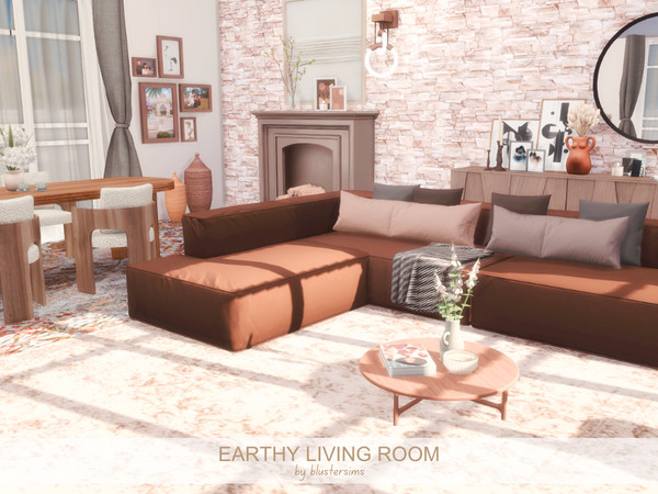 Sims 4 — Earthy Living Room by BlusterSims — Size: 8x8