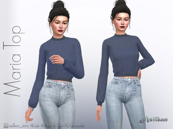 Sims 4 — Maria Top - ACN 686 by Asilkan — - 8 Colors