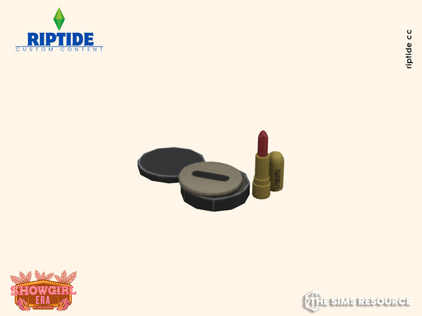 Sims 4 — Riptide CC Cabaret Starlet Vanity Set Lipstick & Powder Duo by Riptidecc — Step into the glamour of the