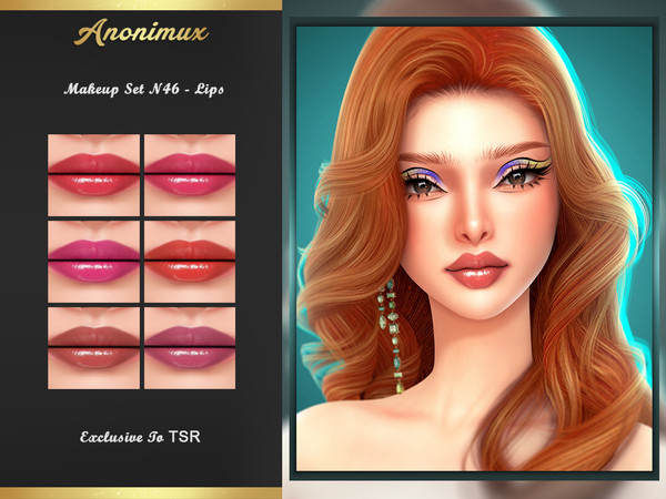 Sims 4 — Makeup Set N46 - Lips by Anonimux_Simmer — - 6 Swatches