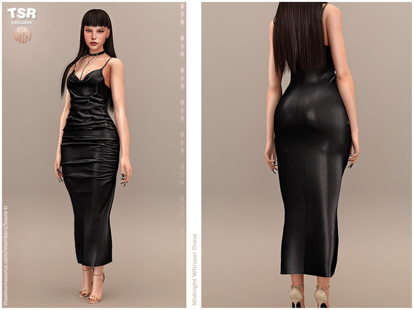 Sims 4 — MIDNIGHT WHISPER DRESS BD1612 by busra-tr — - 10 Swatches - For Female (Teen to Elder) - Custom Thumbnail - HQ