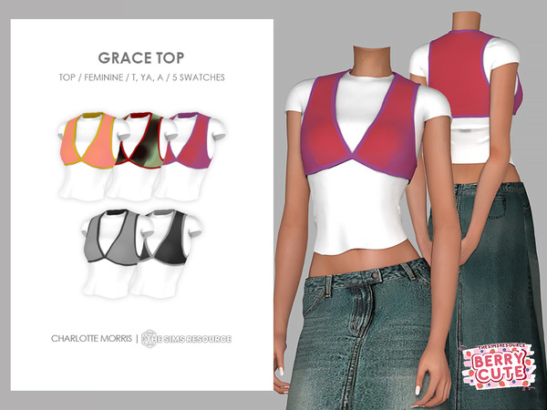 Sims 4 — Grace Top by Charlotte_Morris — 5 swatches