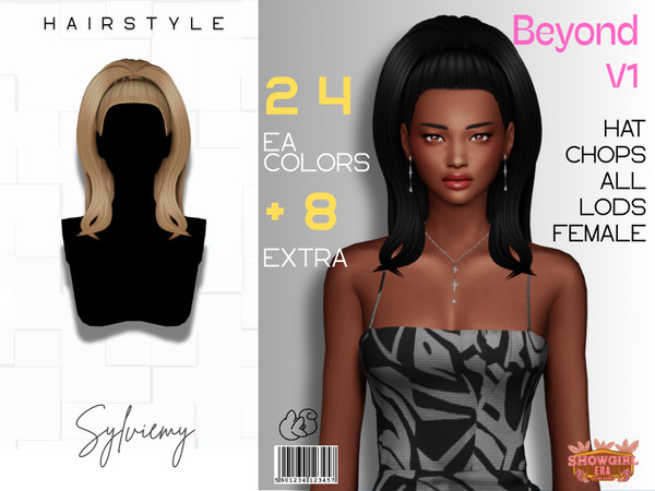 Sims 4 — Beyond Hairstyle V1 by Sylviemy — Long Straight Updo Hair for Female