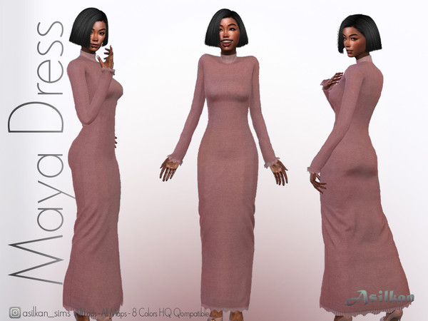 Sims 4 — Maya Dress - ACN 687 by Asilkan — - 8 Colors