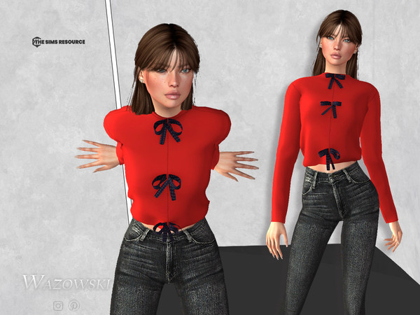 Sims 4 — Lida Top by _WAZOWSKI_ — All Texture Maps New Mesh 5 Colors HQ Compatible
