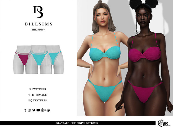Sims 4 — Standard Cut Bikini Bottoms by Bill_Sims — These bikini bottoms feature a high-cut silhouette and a cheeky back
