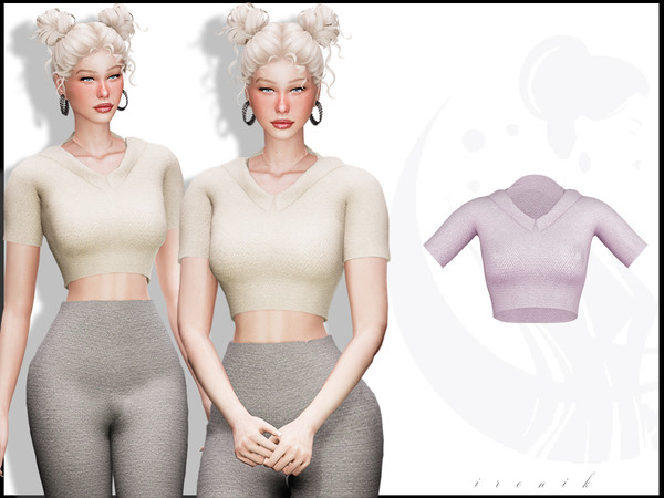 Sims 4 — [Set] Collared crop top by _ironik_ — -5 Colors
