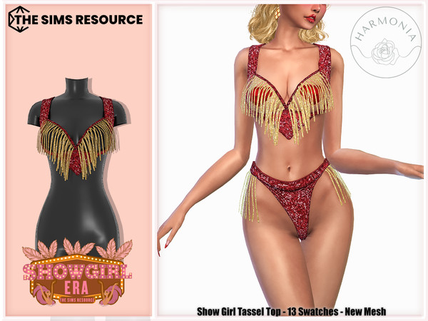 Sims 4 — Showgirl Era - Show Girl Tassel Top by Harmonia — New Mesh