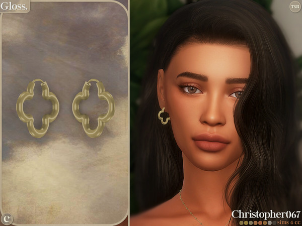 Sims 4 — Gloss Earrings - Clover Hoop Earrings by christopher0672 — This is a chic pair of chunky clover-shaped hoop
