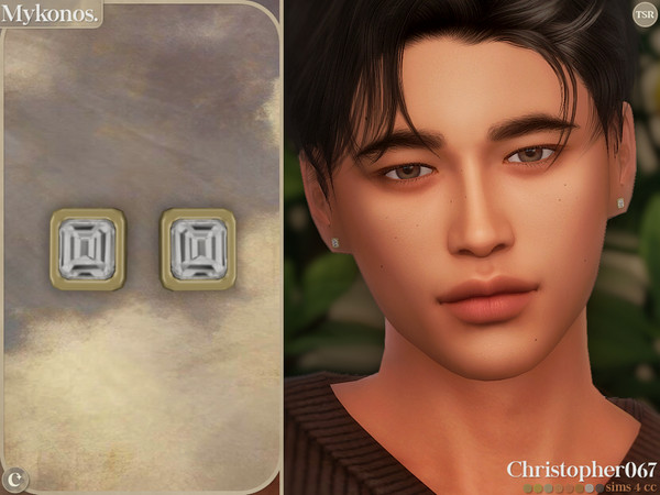 Sims 4 — Mykonos Earrings Male - Baguette Diamond Stud Earrings by christopher0672 — This is a gorge pair of simple
