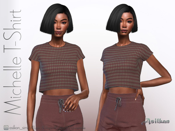 Sims 4 — Michelle Tshirt- ACN 692 by Asilkan — - 8 Colors