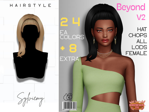 Sims 4 — Beyond Hairstyle V2 by Sylviemy — Long Straight Updo Hair for Female