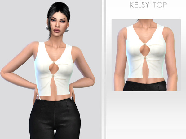 Sims 4 — Kelsy Top by Puresim — Cut out top for female sims
