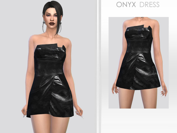 Sims 4 — Onyx Dress by Puresim — Leather dress for female sims