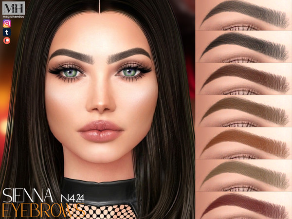 Sims 4 — Sienna Eyebrows N424 by MagicHand — Shaped Brows in 13 colors - HQ Compatible.