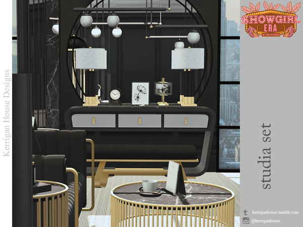 Sims 4 — Studia Set by kerriganhouse — Modern and luxurious, this chic set is perfect for a penthouse hall, living room