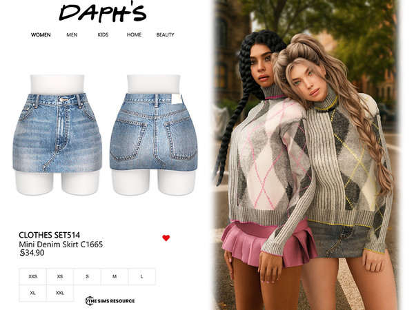 Sims 4 — Clothes SET514 - Mini Denim Skirt C1665 by Daph's — 10 Swatches