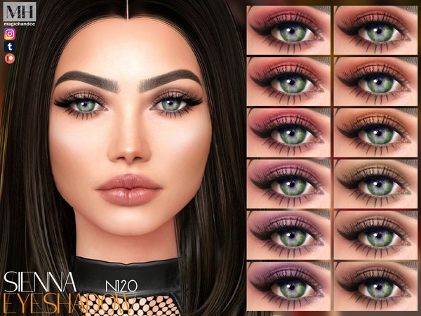 Sims 4 — Sienna Eyeshadow N120 by MagicHand — Eye Makeup with lashes in 16 colors - HQ Compatible.