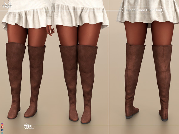 Sims 4 — Suede Knee High Boot S637 by Mermalade — New Mesh