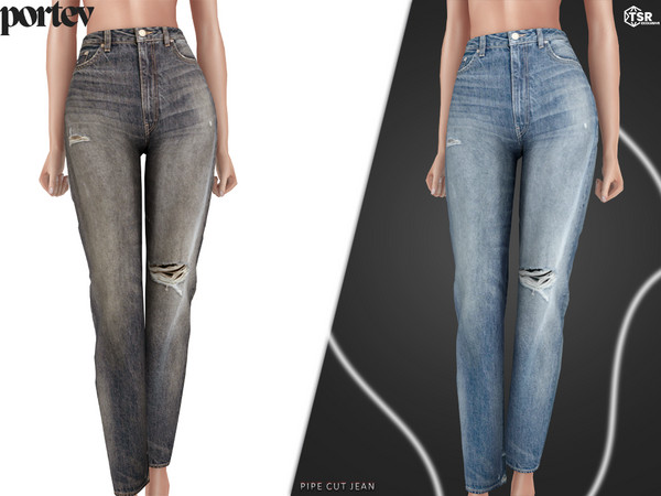 Sims 4 — Pipe Cut Jean by portev — new Mesh 7 colors
