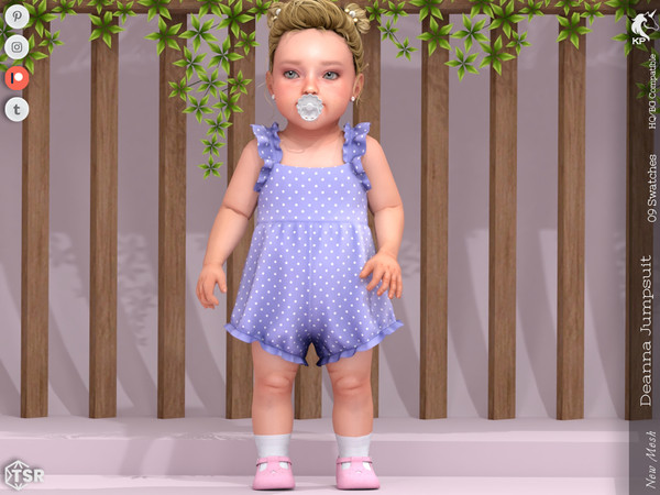 Sims 4 — Deanna Jumpsuit- Infant by KaTPurpura — Short jumpsuit with ruffles and polka dot pattern